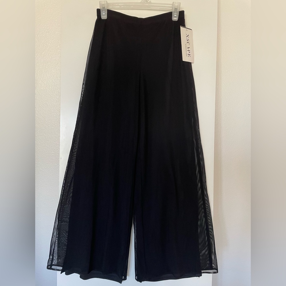 6/XS Evening Special Event Trouser/Pants Black High Rise Wide Leg Netting NWT